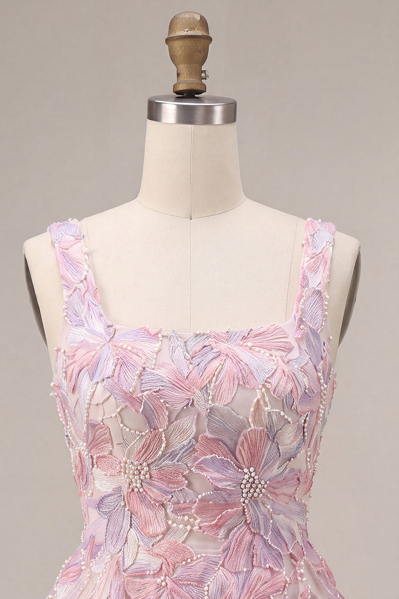 Load image into Gallery viewer, Lilac Floral Sparkly Beaded A Line Short Cocktail Dress