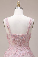 Load image into Gallery viewer, Lilac Floral Sparkly Beaded A Line Short Cocktail Dress