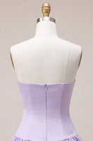Load image into Gallery viewer, Lilac Sweetheart A Line Satin Short Cocktail Dress with Bow