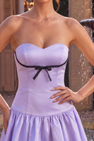 Load image into Gallery viewer, Lilac Sweetheart A Line Satin Short Cocktail Dress with Bow