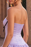 Load image into Gallery viewer, Lilac Sweetheart A Line Satin Short Cocktail Dress with Bow