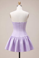 Load image into Gallery viewer, Lilac Sweetheart A Line Satin Short Cocktail Dress with Bow