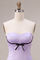 Load image into Gallery viewer, Lilac Sweetheart A Line Satin Short Cocktail Dress with Bow