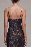 Load image into Gallery viewer, Black Floral Cowl Neck Spaghetti Straps Long Mermaid Formal Dress