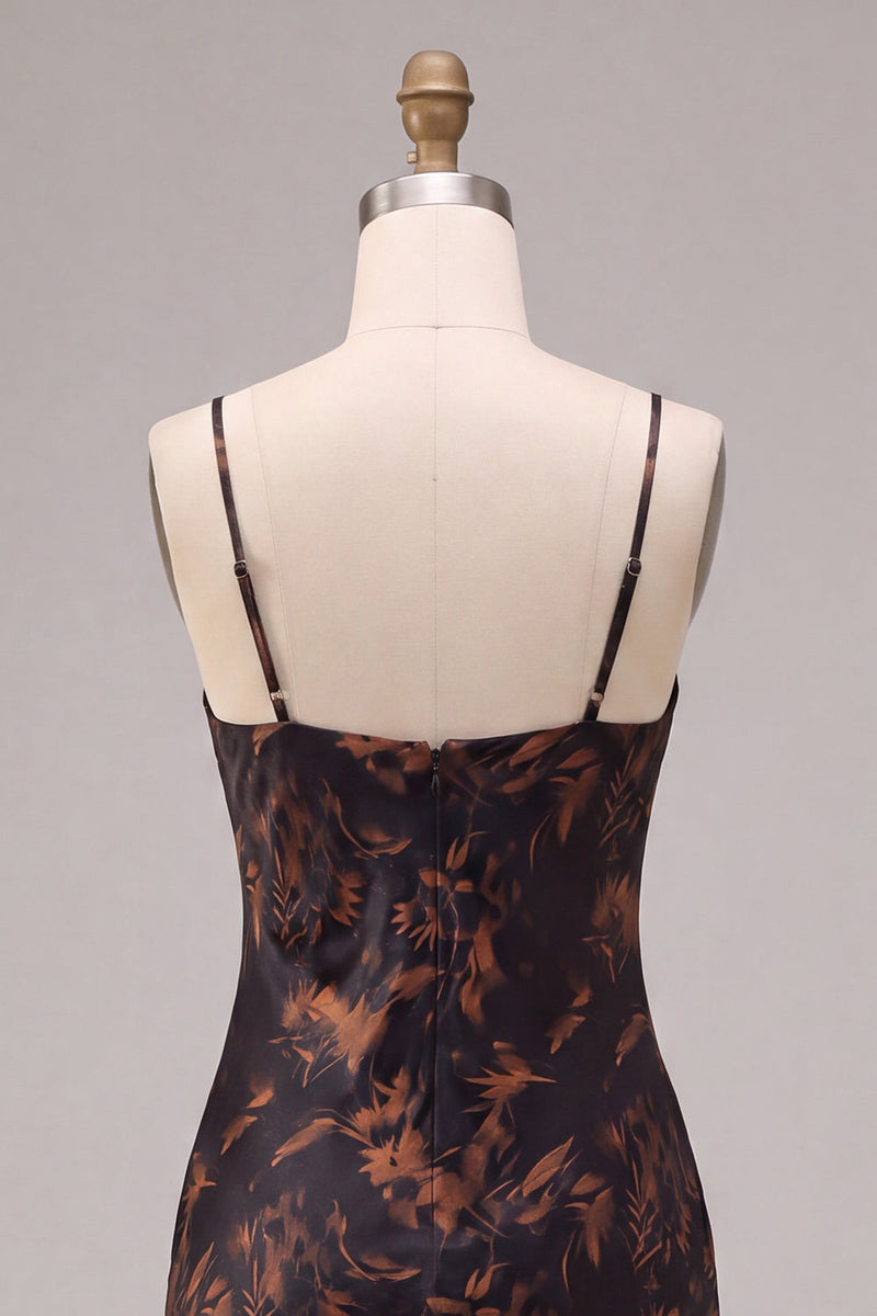 Load image into Gallery viewer, Black Floral Cowl Neck Spaghetti Straps Long Mermaid Formal Dress