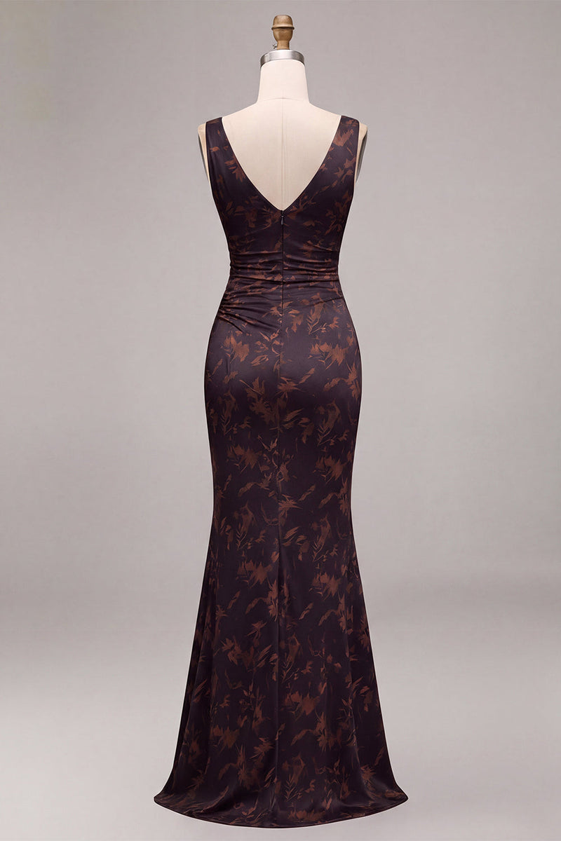 Load image into Gallery viewer, Black Floral V-Neck Mermaid Cap Sleeves Long Formal Dress