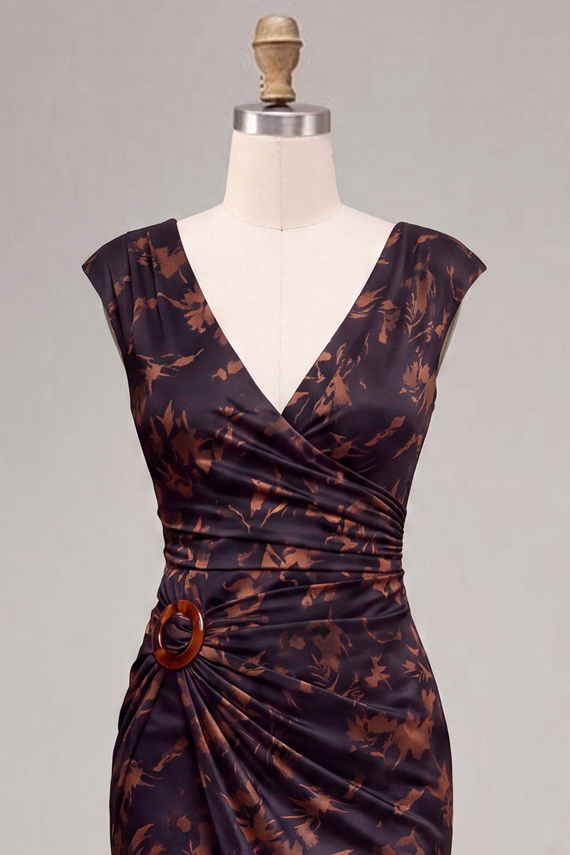 Load image into Gallery viewer, Black Floral V-Neck Mermaid Cap Sleeves Long Formal Dress