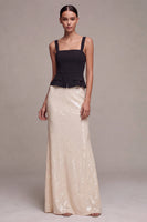 Load image into Gallery viewer, Sparkly Black and White Sequins Mermaid Square Neck Long Formal Dress