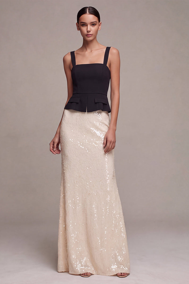 Load image into Gallery viewer, Sparkly Black and White Sequins Mermaid Square Neck Long Formal Dress