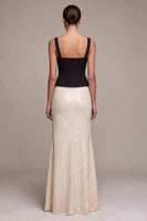 Load image into Gallery viewer, Sparkly Black and White Sequins Mermaid Square Neck Long Formal Dress