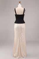 Load image into Gallery viewer, Sparkly Black and White Sequins Mermaid Square Neck Long Formal Dress