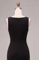 Load image into Gallery viewer, Simple Black Satin Cowl Neck Mermaid Long Formal Dress