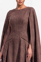 Load image into Gallery viewer, Grey A-Line Tweed Ruched Boat Neck Short Work Dress with Cape