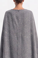 Load image into Gallery viewer, Grey A-Line Tweed Ruched Boat Neck Short Work Dress with Cape