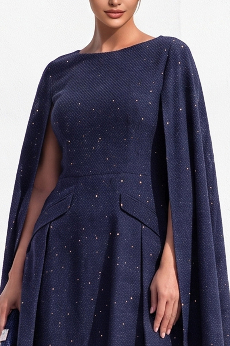 Load image into Gallery viewer, Grey A-Line Tweed Ruched Boat Neck Short Work Dress with Cape