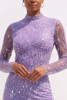 Load image into Gallery viewer, Sparkly Olive Bodycon High Neck Beaded Midi Work Dress with Sleeves
