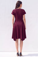 Load image into Gallery viewer, Light Blue Satin A-Line V-Neck Midi Work Dress with Sleeves