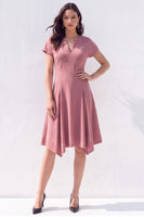Load image into Gallery viewer, Light Blue Satin A-Line V-Neck Midi Work Dress with Sleeves