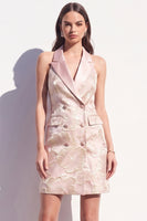 Load image into Gallery viewer, Pink Floral Peak Lapel Bldycon Double Breasted Short Blazer Dress