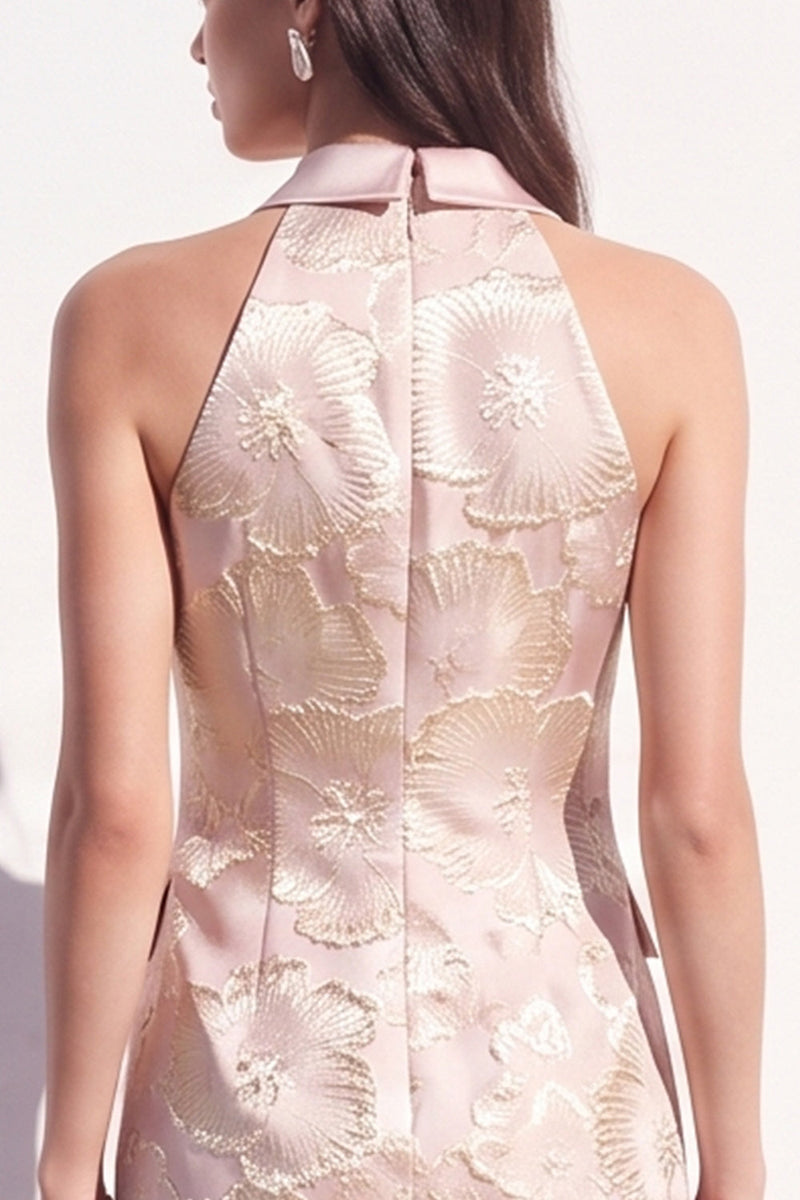 Load image into Gallery viewer, Pink Floral Peak Lapel Bldycon Double Breasted Short Blazer Dress