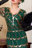 Load image into Gallery viewer, Sparkly Black Red Sequin Beaded 1920s Dress with Fringes
