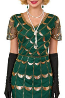Load image into Gallery viewer, Sparkly Black Red Sequin Beaded 1920s Dress with Fringes