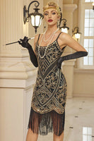 Load image into Gallery viewer, Sparkly Spaghetti Straps Black Red 1920s Dress