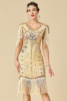 Load image into Gallery viewer, Black Sparkly Fringed Sequin Bodycon 1920s Dress