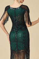 Load image into Gallery viewer, Black Sparkly Fringed Sequin Bodycon 1920s Dress