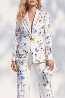 Load image into Gallery viewer, Floral White Peak Lapel 2 Piece One Button Prom Suits