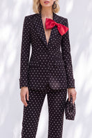 Load image into Gallery viewer, Black Polka Dots Peak Lapel 2 Piece Slim Fit Prom Suits with Bow
