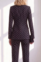 Load image into Gallery viewer, Black Polka Dots Peak Lapel 2 Piece Slim Fit Prom Suits with Bow