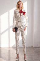 Load image into Gallery viewer, Black Polka Dots Peak Lapel 2 Piece Slim Fit Prom Suits with Bow
