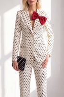 Load image into Gallery viewer, Black Polka Dots Peak Lapel 2 Piece Slim Fit Prom Suits with Bow