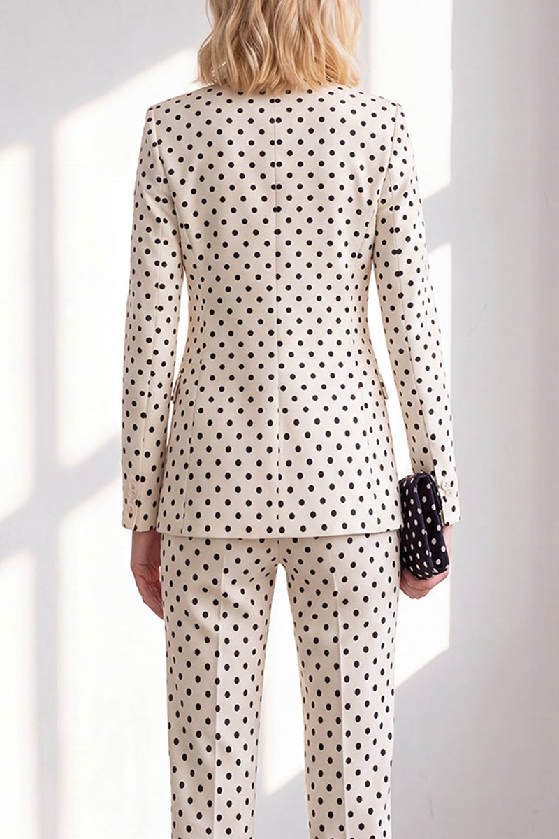 Load image into Gallery viewer, Black Polka Dots Peak Lapel 2 Piece Slim Fit Prom Suits with Bow