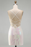 Load image into Gallery viewer, Sparkly Pink Sequins Tight  Floral Short Cocktial Dress