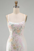Load image into Gallery viewer, Sparkly Pink Sequins Tight  Floral Short Cocktial Dress