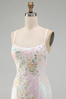 Load image into Gallery viewer, Sparkly Pink Sequins Tight  Floral Short Cocktial Dress