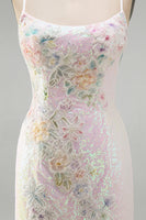 Load image into Gallery viewer, Sparkly Pink Sequins Tight  Floral Short Cocktial Dress