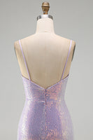 Load image into Gallery viewer, Lilac Sparkly Cowl Neck Sequin Tight Short Cocktial  Dress