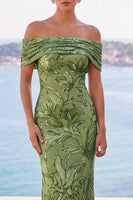 Load image into Gallery viewer, Sparkly Golden Ruched Sequin Floral Mermaid Long Wedding Guest Dress