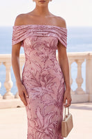 Load image into Gallery viewer, Sparkly Golden Ruched Sequin Floral Mermaid Long Wedding Guest Dress
