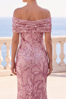 Load image into Gallery viewer, Sparkly Golden Ruched Sequin Floral Mermaid Long Wedding Guest Dress