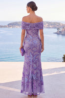 Load image into Gallery viewer, Sparkly Golden Ruched Sequin Floral Mermaid Long Wedding Guest Dress