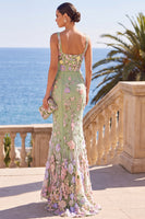 Load image into Gallery viewer, Royal Blue Mermaid Square Neck Floral Long Wedding Guest Dress