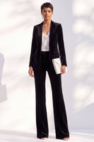 Load image into Gallery viewer, Black One Button Velvet Peak Lapel 2 Piece Business Suits