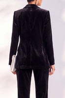 Load image into Gallery viewer, Black One Button Velvet Peak Lapel 2 Piece Business Suits