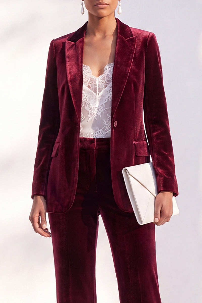 Load image into Gallery viewer, Black One Button Velvet Peak Lapel 2 Piece Business Suits