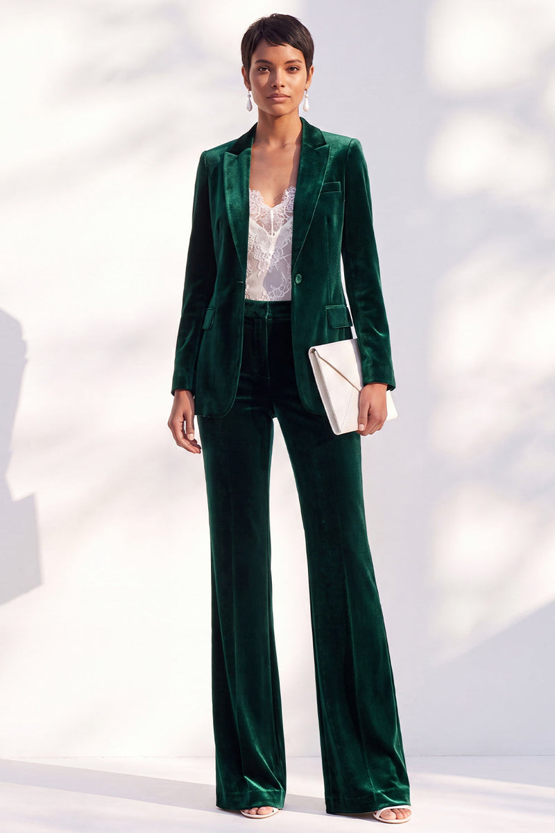 Load image into Gallery viewer, Black One Button Velvet Peak Lapel 2 Piece Business Suits