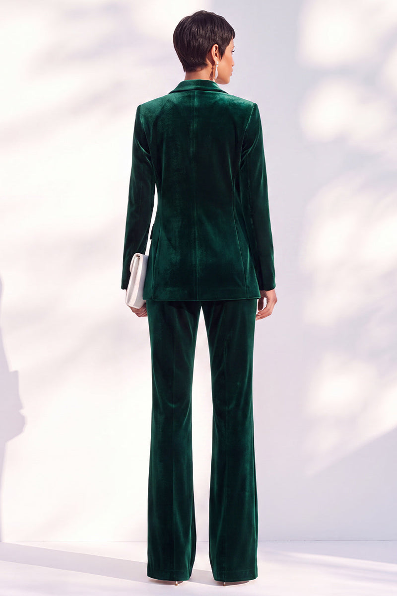 Load image into Gallery viewer, Black One Button Velvet Peak Lapel 2 Piece Business Suits